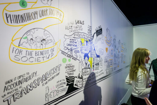 Completed digital infographic created through graphic recording for a business strategy session.