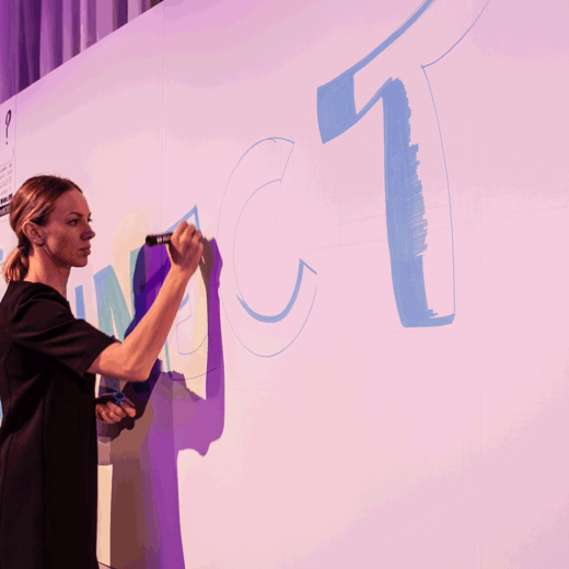 Close-up of a Smartup Visuals graphic recorder drawing live during a LinkedIn Talent Connect session.