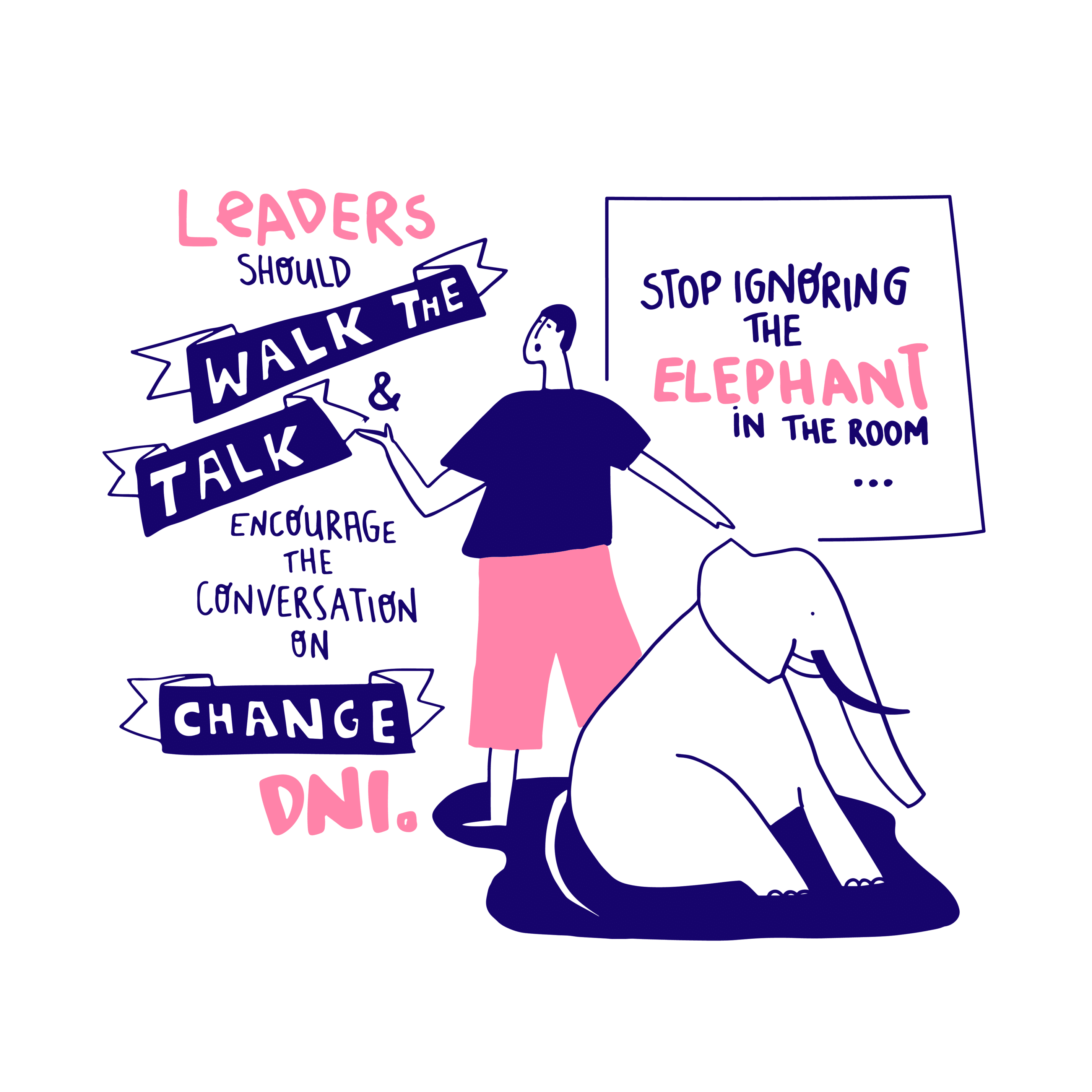 live scribing diversity inclusion leadership elephant in the room illustration conference
