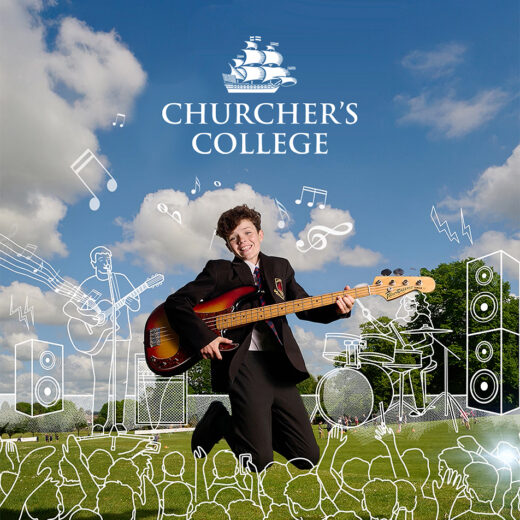 Scribble animation graphic enhancing Churcher’s College visuals, bringing illustrations to life with subtle motion.