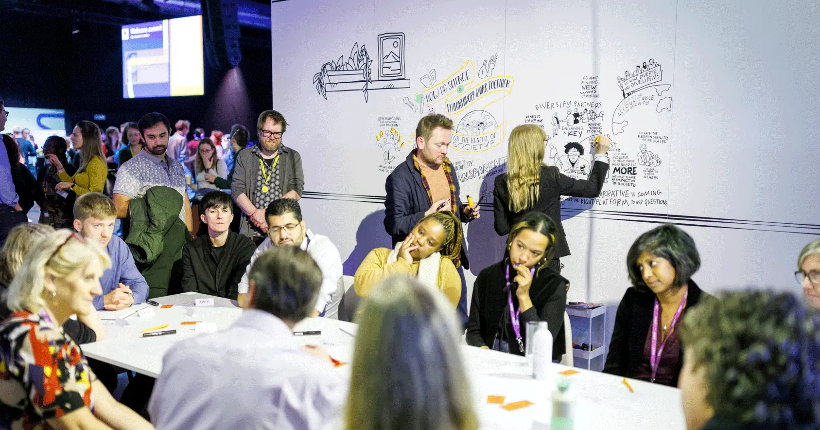 Live scribing and graphic recording session at a corporate event in London